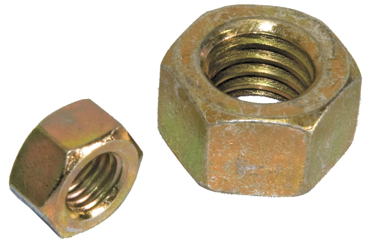 Grade 8 Hex Nut. Zinc plated yellow.