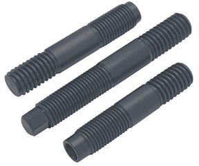 Aluminum Blower Studs. The 7/16 x 2 1/4 & 7/16 x 2 1/2 have a 7/32 allen broach made from 2024 Aluminum. The 7/16 x 3 1/4 has a 5/16 hex made from 2024 Aluminum. All studs are black anodized. Used by the top teams in Alcohol and Top Fuel.