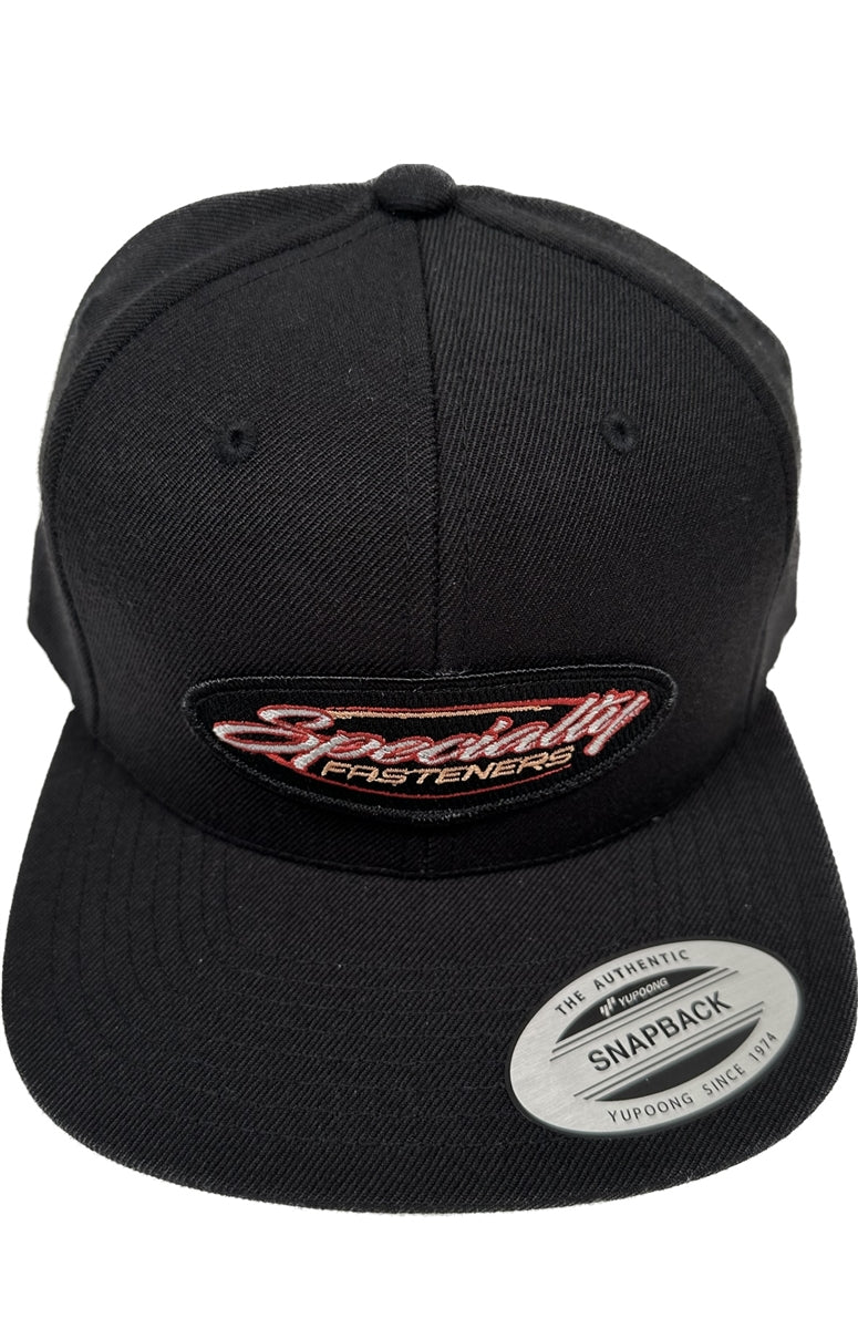 Black snapback hat