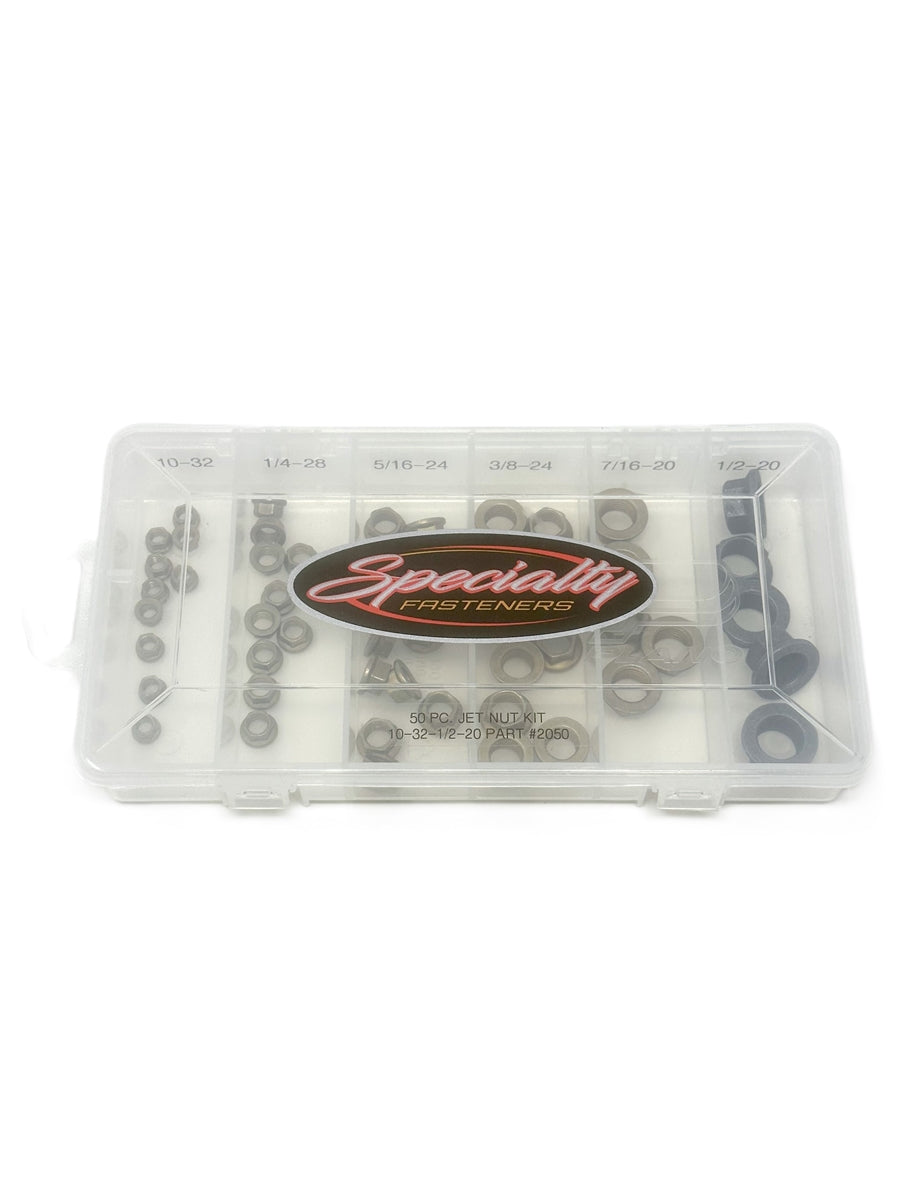 Jet Nut Kit. 10-32, 1/4-28, 5/16-24, 3/8-24, 7/16-20 & 1/2-20.